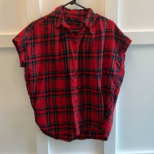Madewell red plaid button up blouse